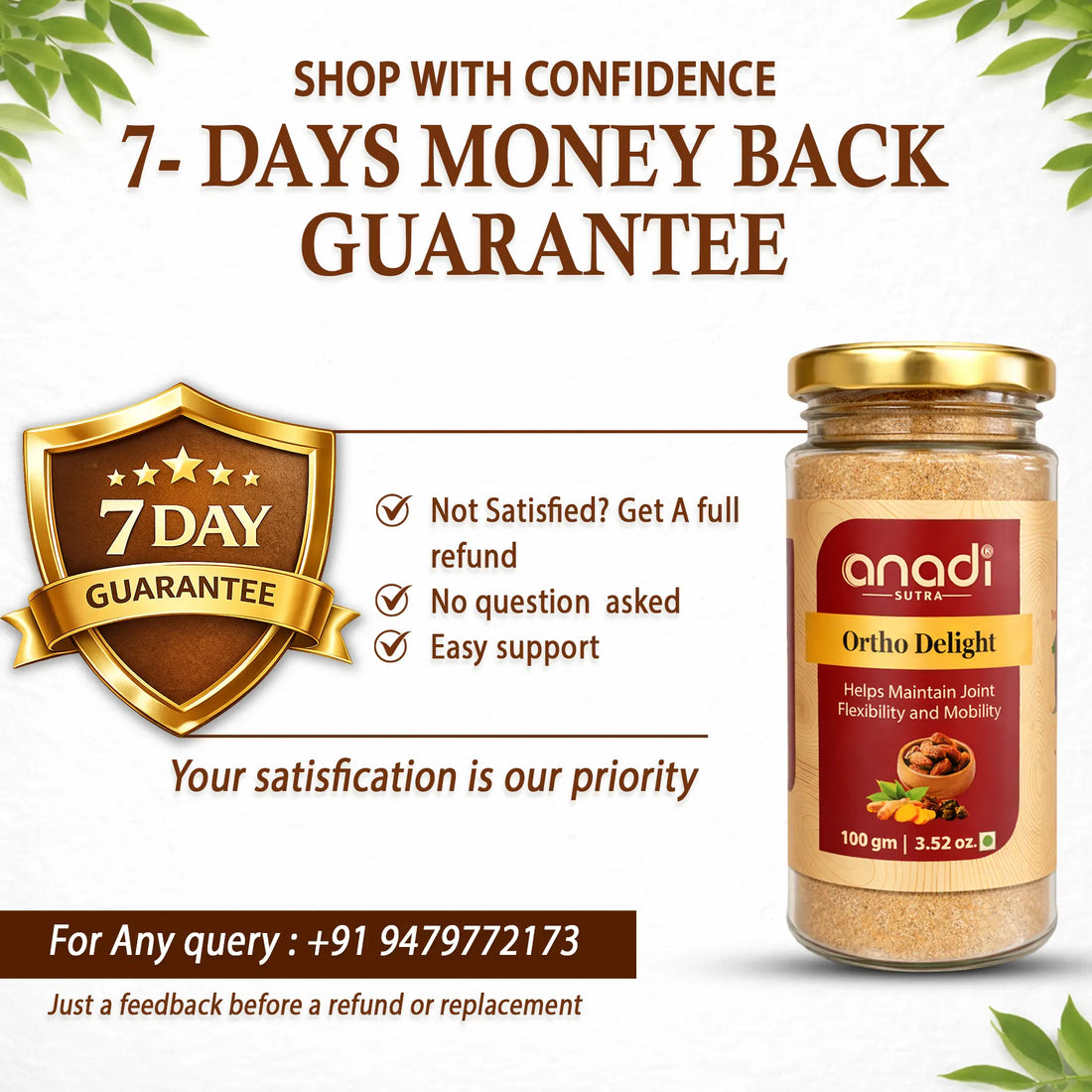 Ortho Delight Herbal Powder 100g | Boswellia Serrata & Turmeric Blend | Whole Herb Formula (No Extracts) | Mobility Support | Plant-Based Joint Care for Men & Women