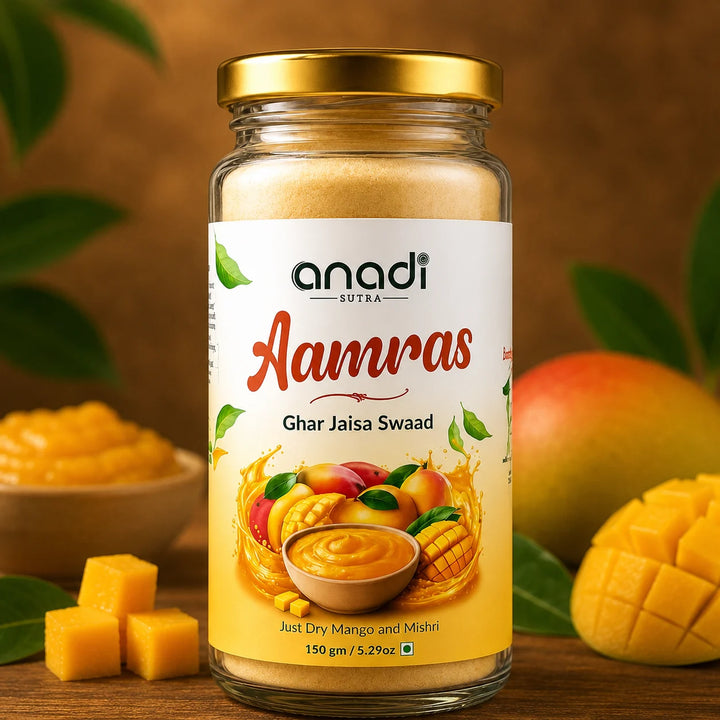 Aamras fruit preserve jar, anadi sutra 150 g glass bottle with mango label