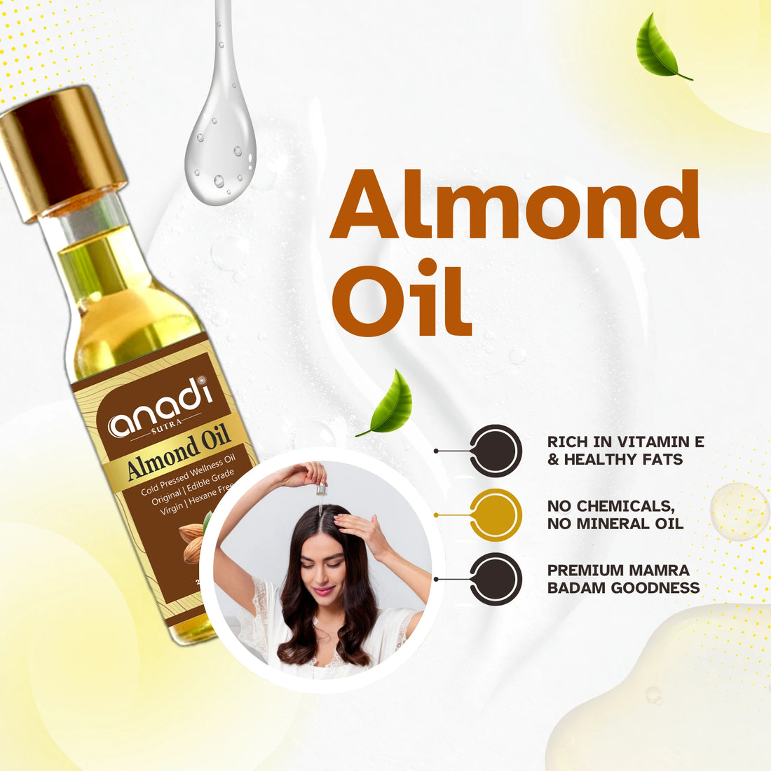 Almond Oil 20 ml | Pure Cold Crushed Oil | Thicker & Unrefined