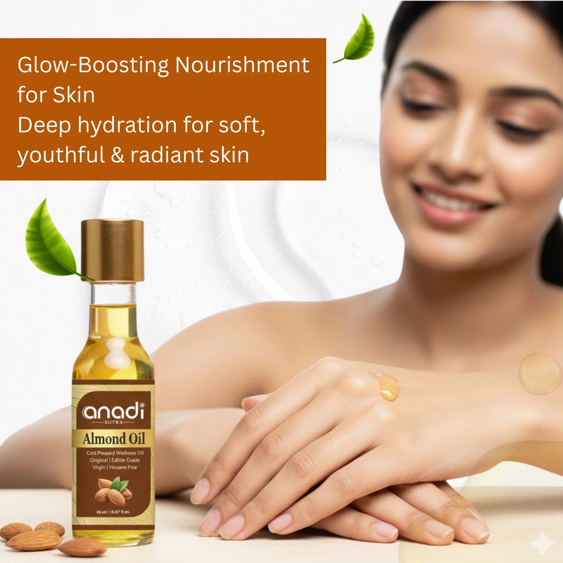 Almond Oil 20 ml | Pure Cold Crushed Oil | Thicker & Unrefined