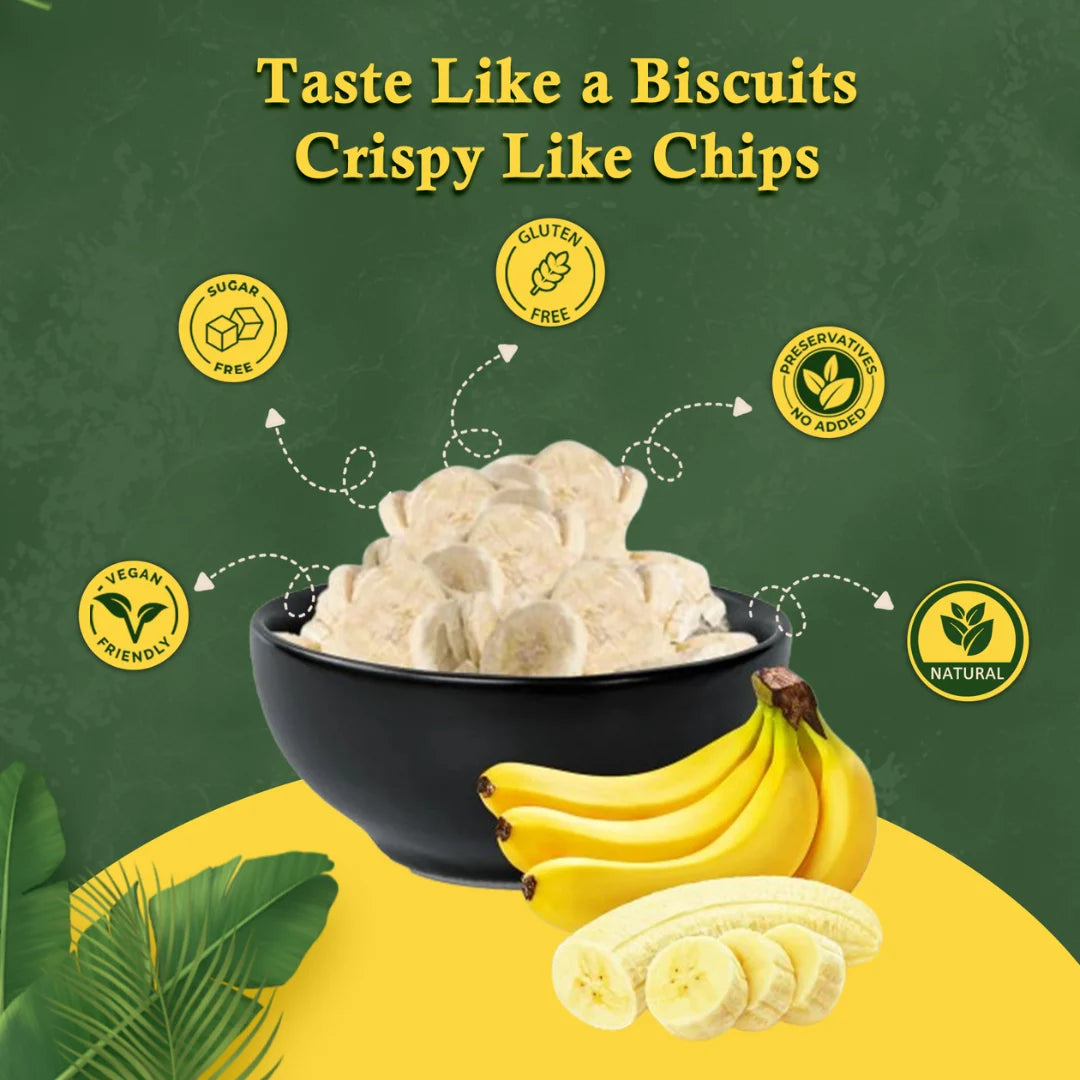 Banana Chips 35 gm | Freeze Dried | 100% Natural Banana Fruit / Kela Chips | No Added Sugar | Vegan & Gluten-Free