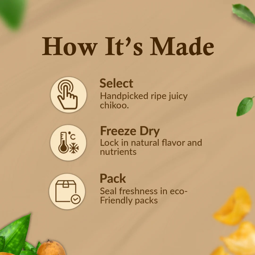 Chikoo Chips 30 gm | Freeze Dried | 100% Natural Sapota Fruit Chips | No Added Sugar | Vegan & Gluten-Free