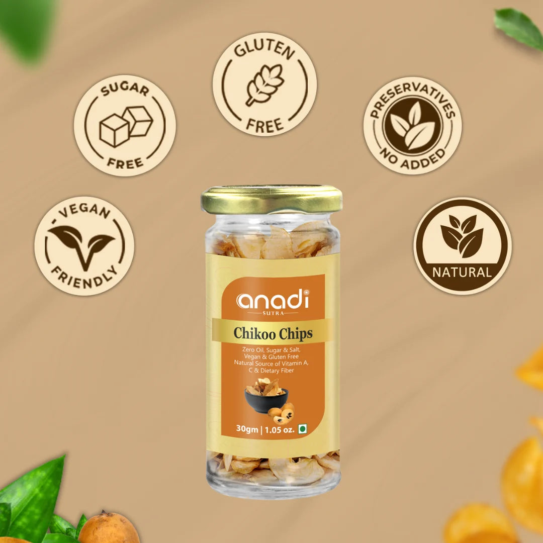 Chikoo Chips 30 gm | Freeze Dried | 100% Natural Sapota Fruit Chips | No Added Sugar | Vegan & Gluten-Free