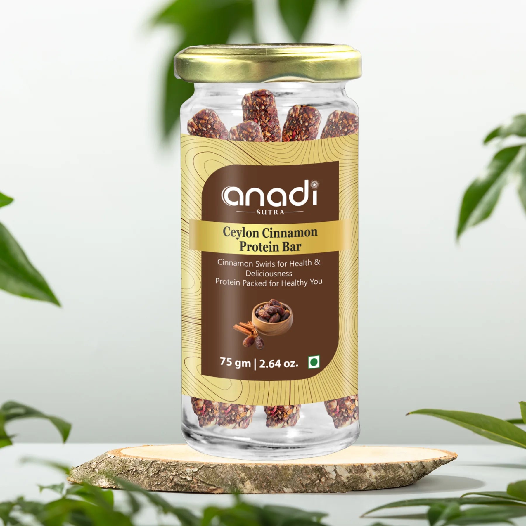 Cinnamon Protein Bar 75 gm | Natural Energy Bars | Minimally Roasted, Natural Protein Snack | Ceylon Cinnamon, Nuts & Seeds