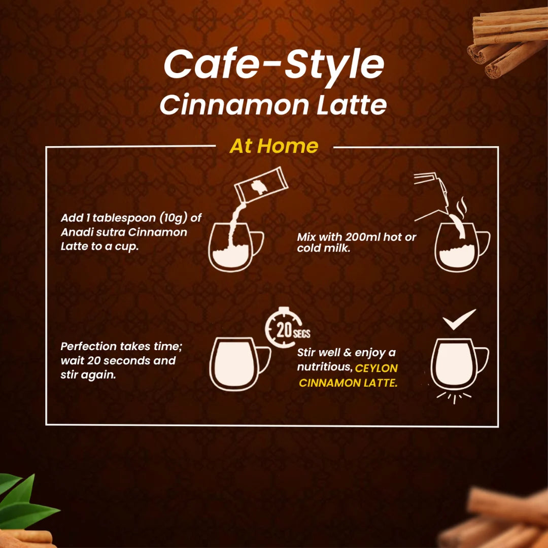 Cinnamon Latte 100 gm | Caffeine Free Vedic Blend | Milk Masala | Superior Quality Srilankan Ceylon Cinnamon