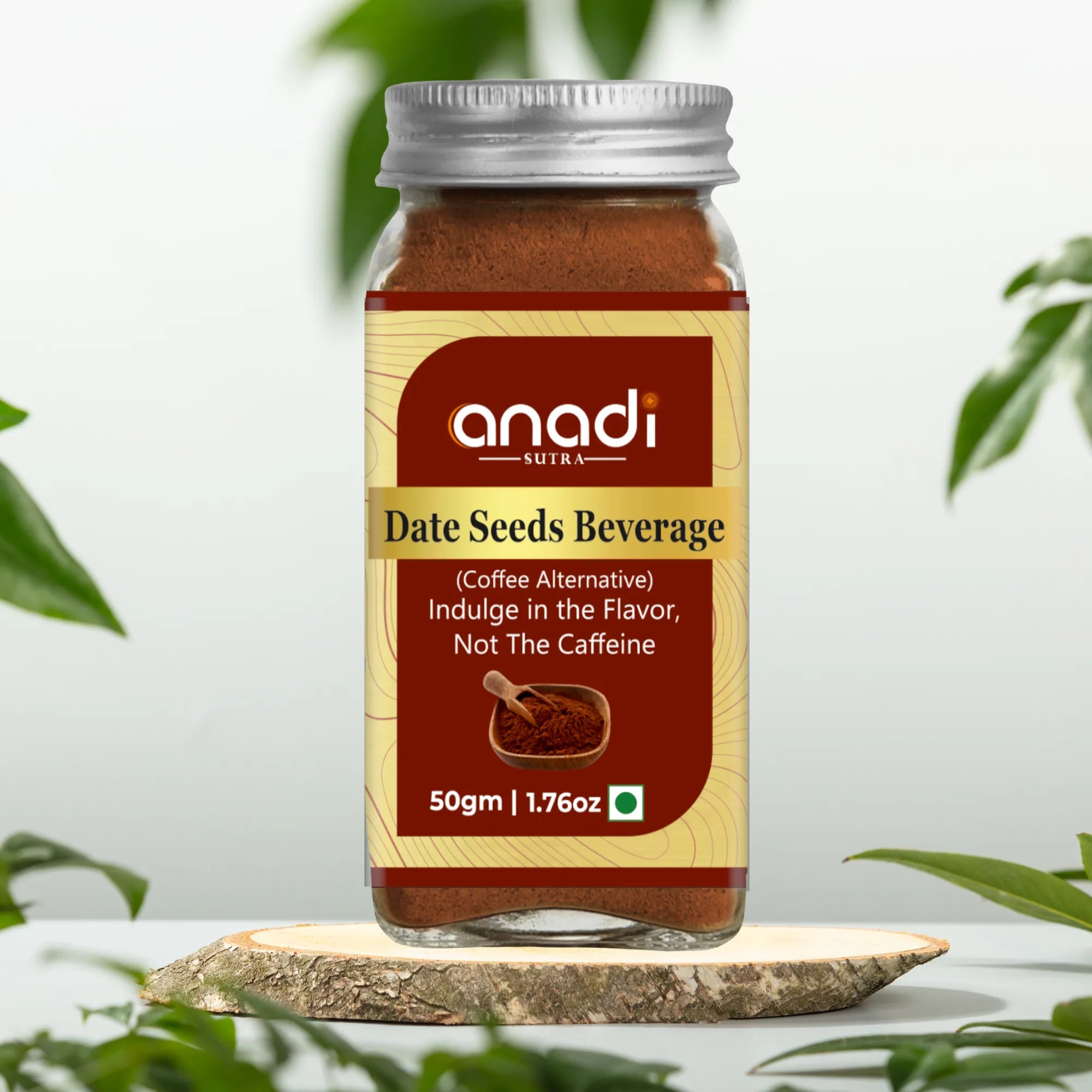 Date Seed Beverage 50 gm Coffee Alternative | Caffeine Free Vedic Coffee with Chicory & Dates Powder | Rich Roasted Flavor | Drink good coffee-get more energy
