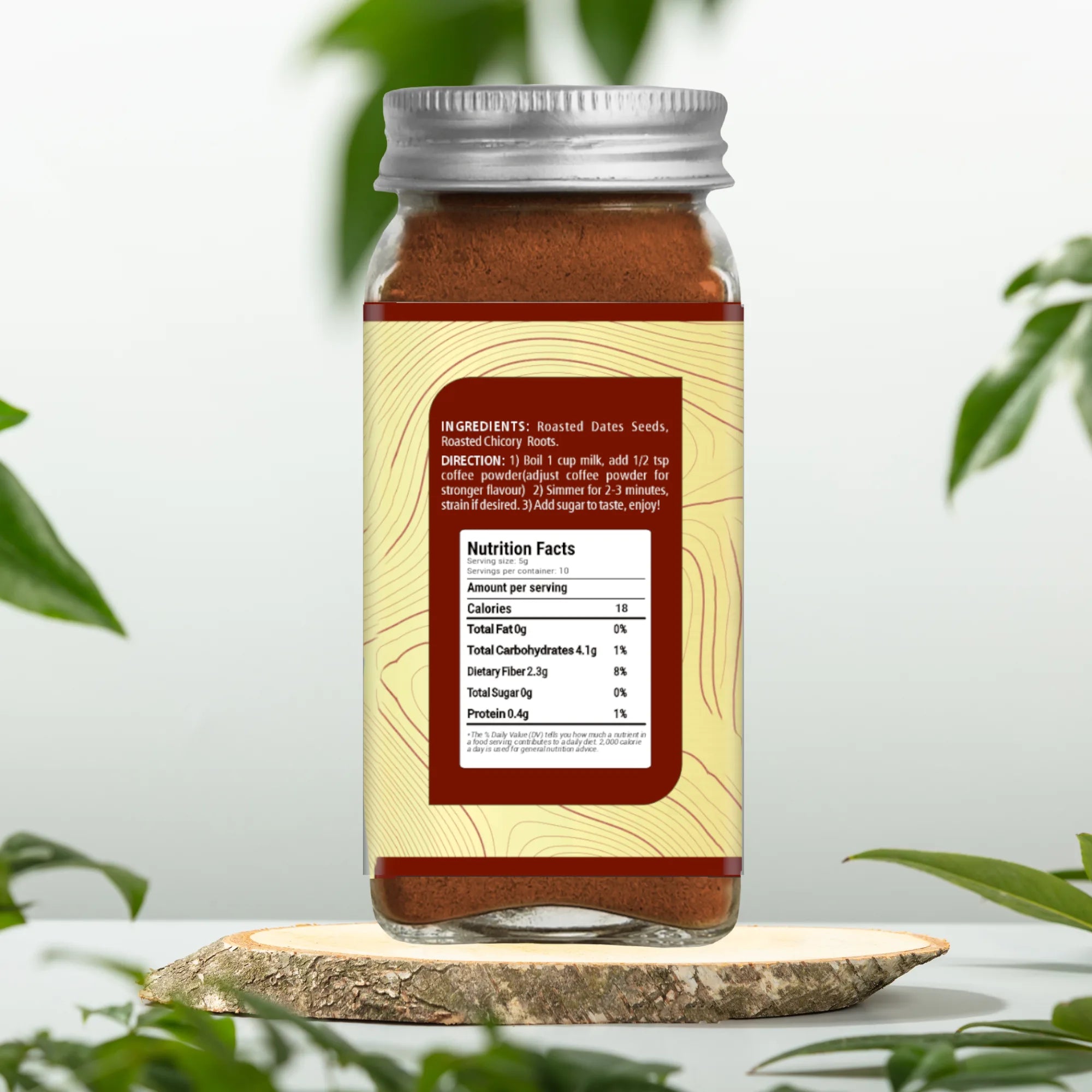 Date Seed Beverage 50 gm Coffee Alternative | Caffeine Free Vedic Coffee with Chicory & Dates Powder | Rich Roasted Flavor | Drink good coffee-get more energy