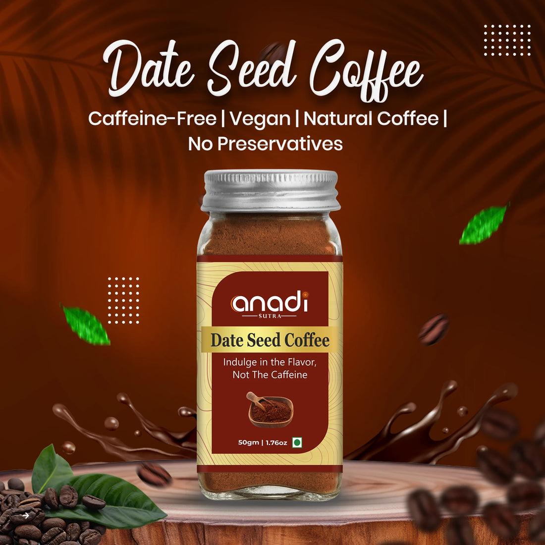 Date Seed Coffee 50 gm | Caffeine Free Vedic Coffee | Drink good coffee-get more energy | Perfect companion from morning meetings to afternoon breaks