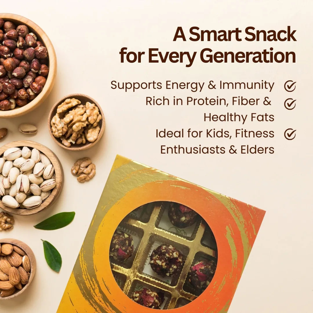 Dryfruits Ladoo 200 gm | Made with Top Grade Mejdool Dates, Dryfruits | Pure Home Made Taste | No Refined Sugar