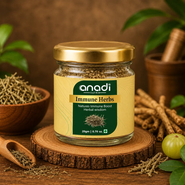 Immune Herb herbal powder jar with gold lid, 20 gm