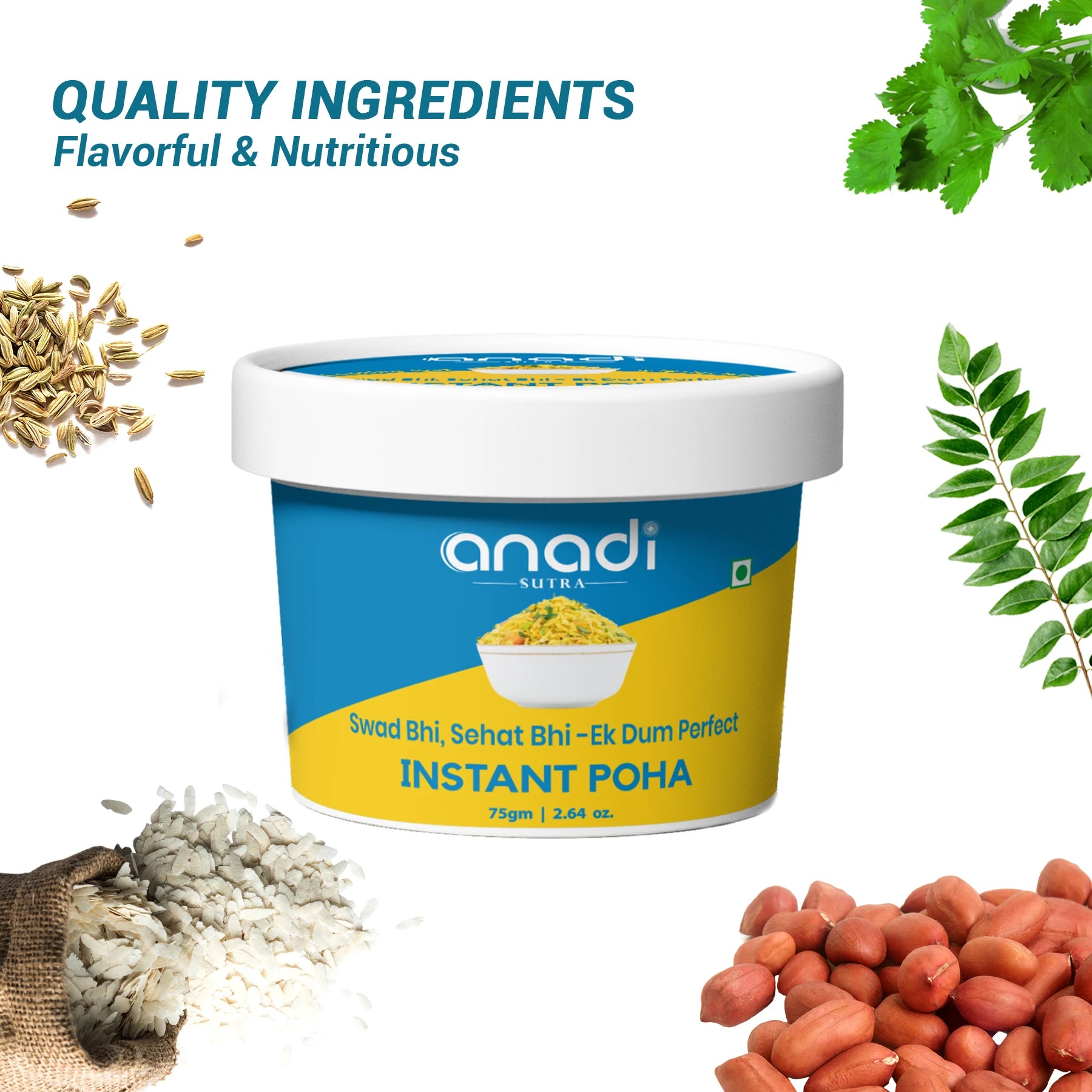 Instant Poha Mix 75 gm | Wholesome Breakfast, Preservative-Free | Pre-Roasted | Red Chili Free | No Refined Sugar | No Palm Oil