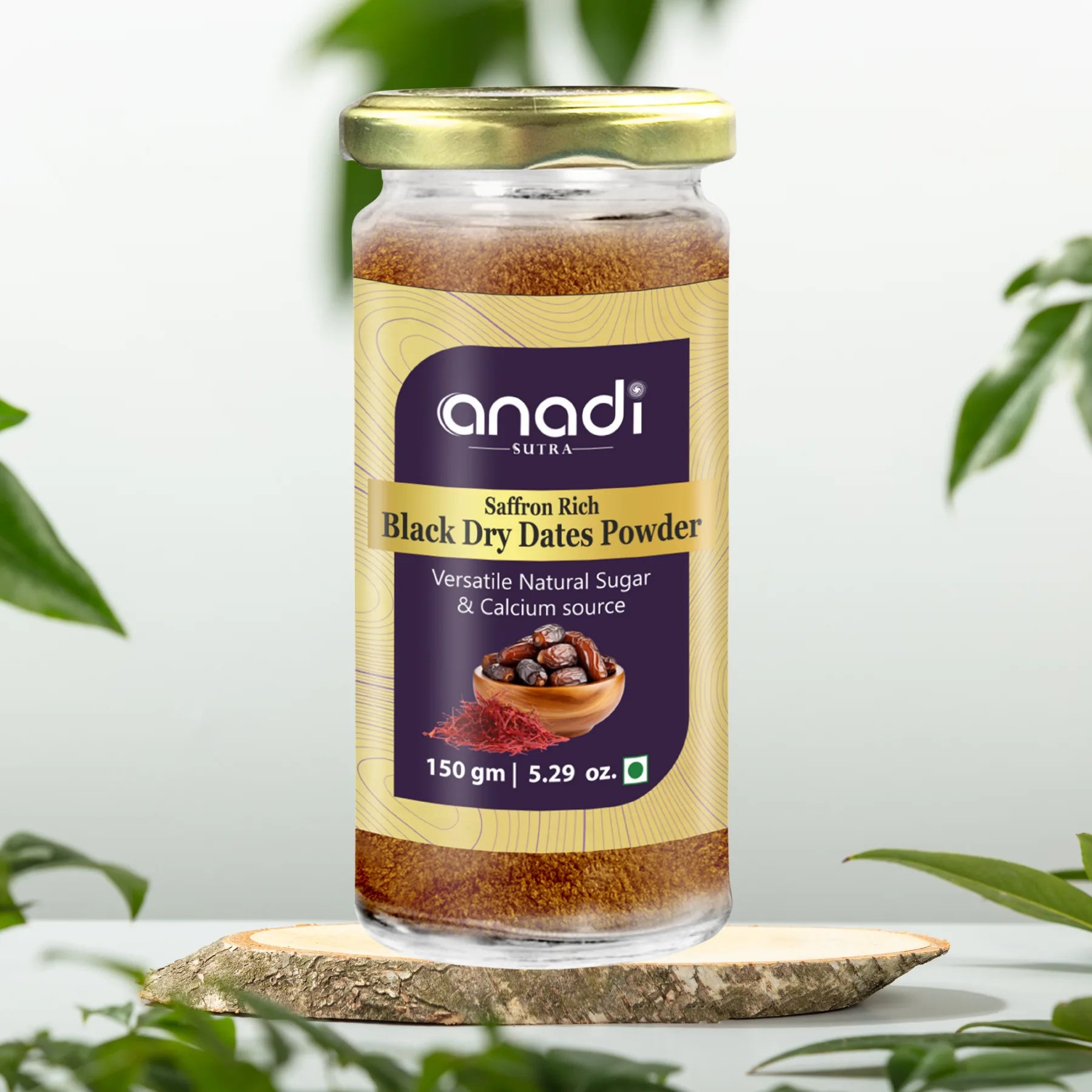 Saffron Rich Black Dry Dates Powder 150 gm | Medjool Khajur Kesar Elaichi Mix Powder