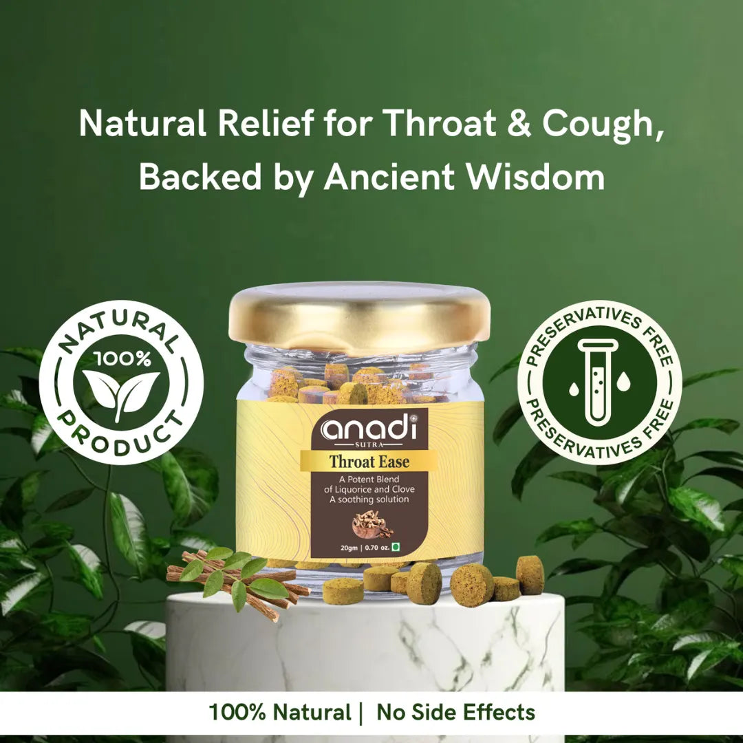 Throat Ease 20 gm | Support Sore Throat & Cough Relief | Liquorice Mulethi Clove Tablets / lozenge