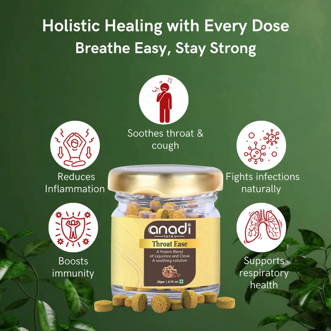 Throat Ease 20 gm | Support Sore Throat & Cough Relief | Liquorice Mulethi Clove Tablets / lozenge