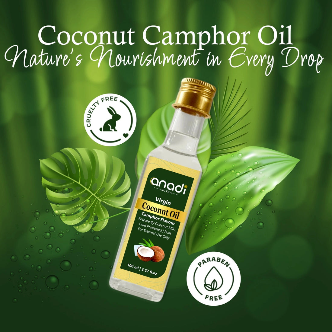 Coconut Camphor Oil 100 ml | Authentic Vedic Hair Oil, Cold Crushed Blend