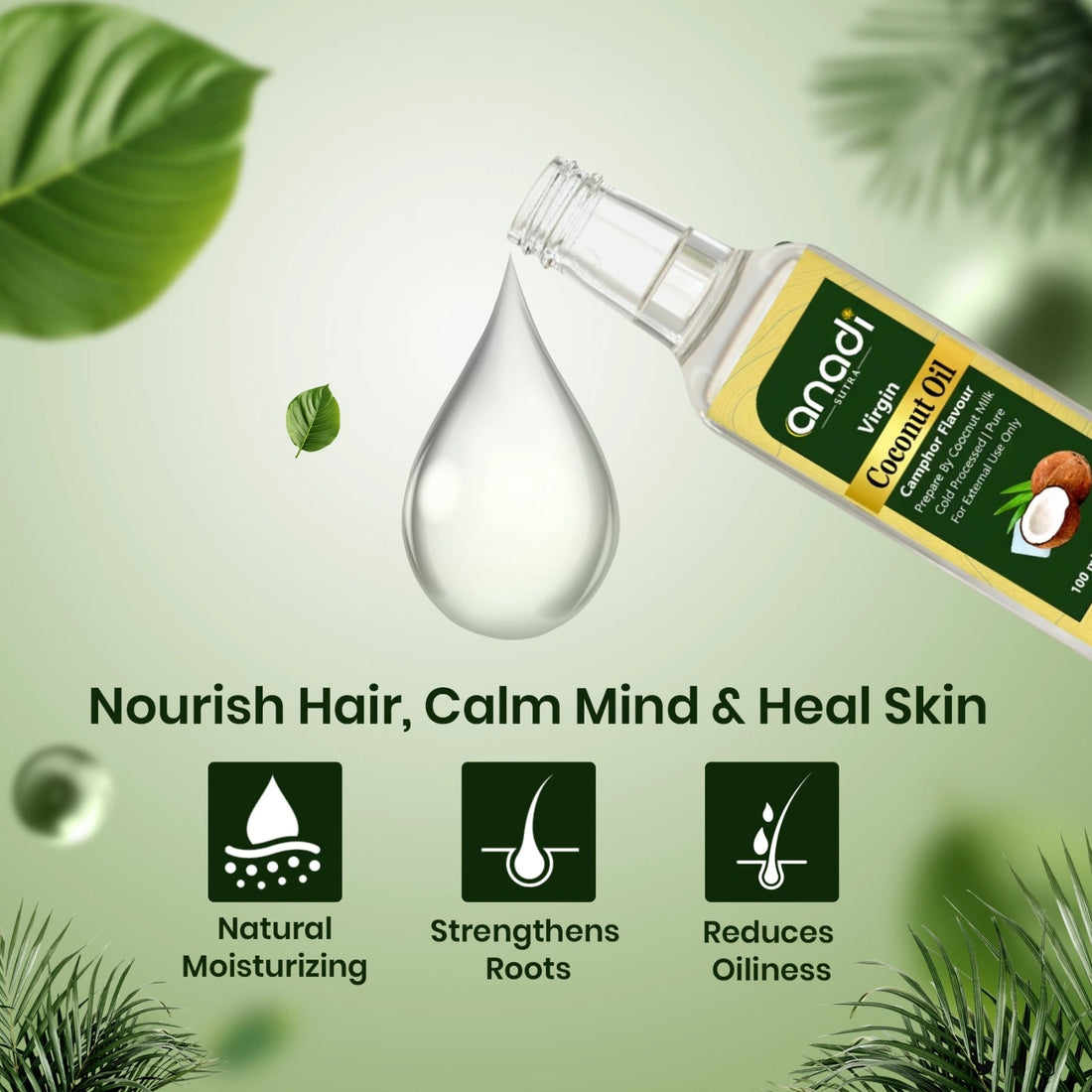 Coconut Camphor Oil 100 ml | Authentic Vedic Hair Oil, Cold Crushed Blend