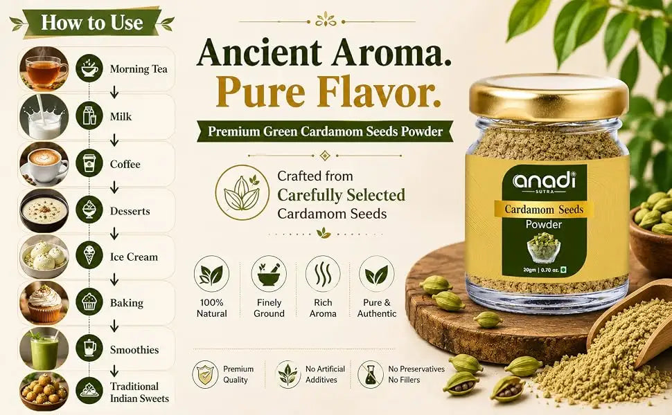 Green Cardamom Seeds Powder | 20 gm