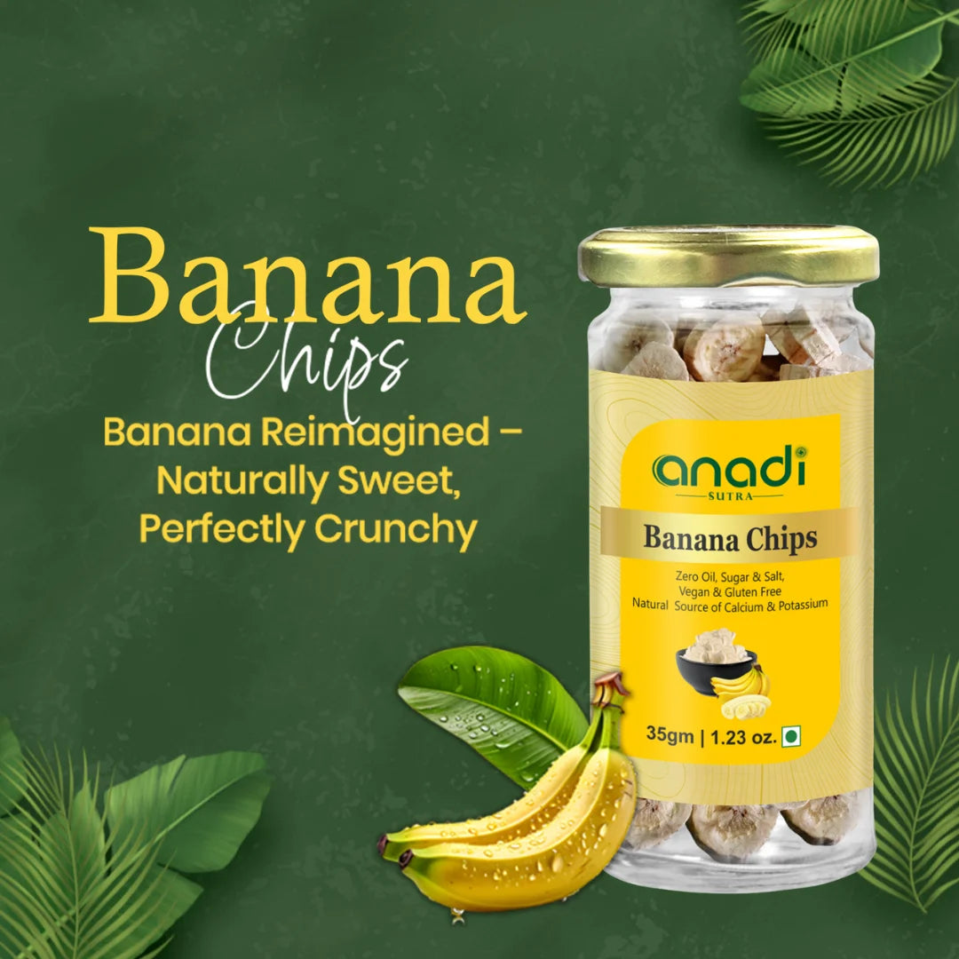 Banana Chips 35 gm | Freeze Dried | 100% Natural Banana Fruit / Kela Chips | No Added Sugar | Vegan & Gluten-Free