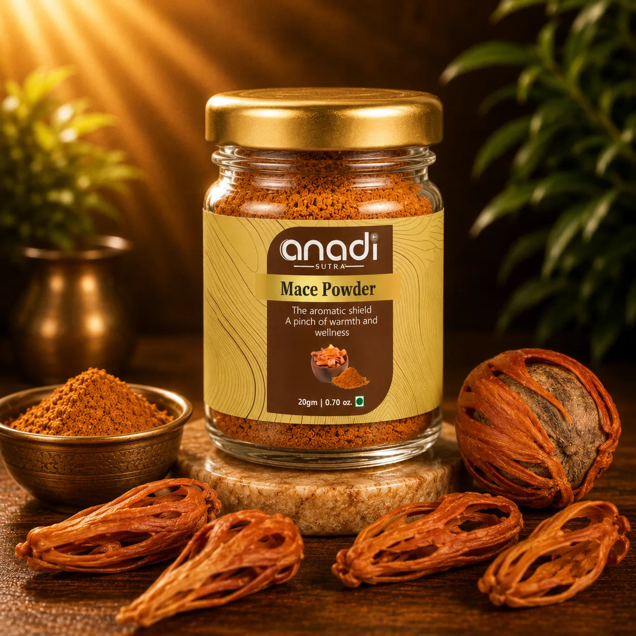 Mace powder jar with gold lid and spices, 20 gm