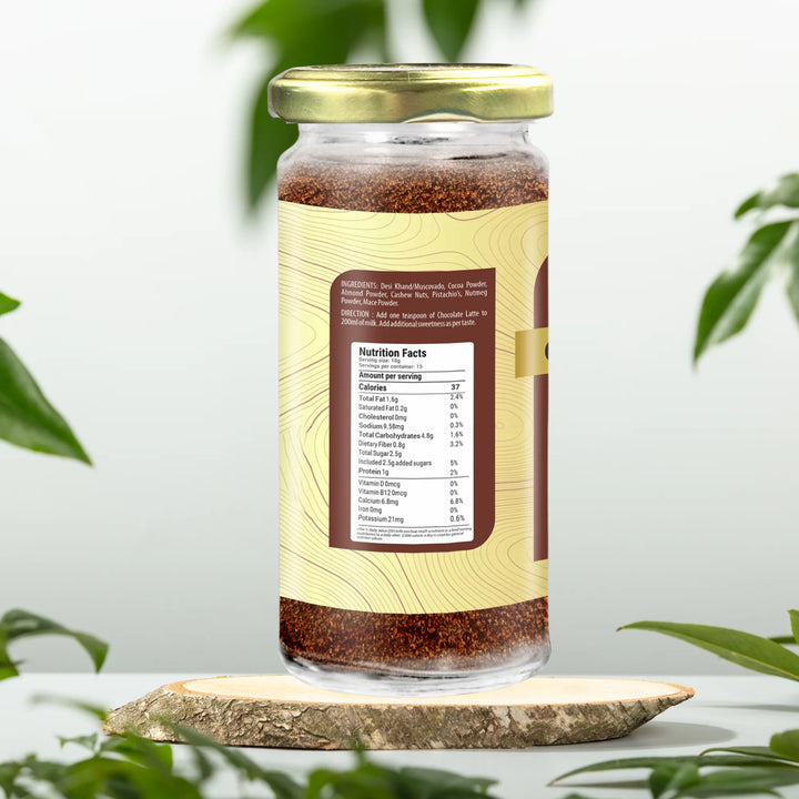 Chocolate Latte 150 gm | Caffeine Free Vedic Blend | Milk Masala | Superior Quality Spices, Mamra Almonds | Goodness of Muscovado