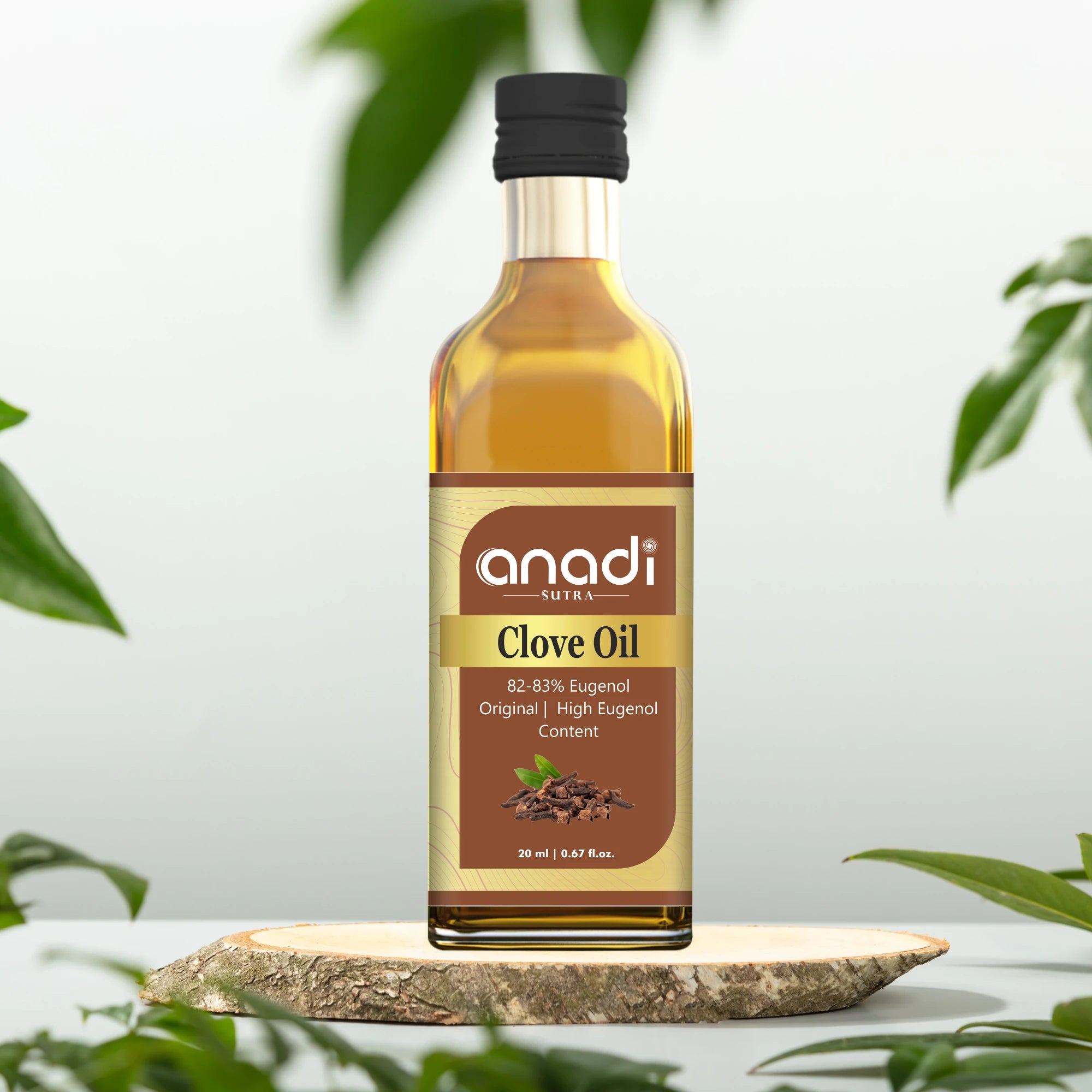 Clove Oil 20 ml |  Best for Toothache & Backpain Relief | 82-83% High Eugenol Content | 100% Pure Cold Crushed Oil | *For External Use Only*