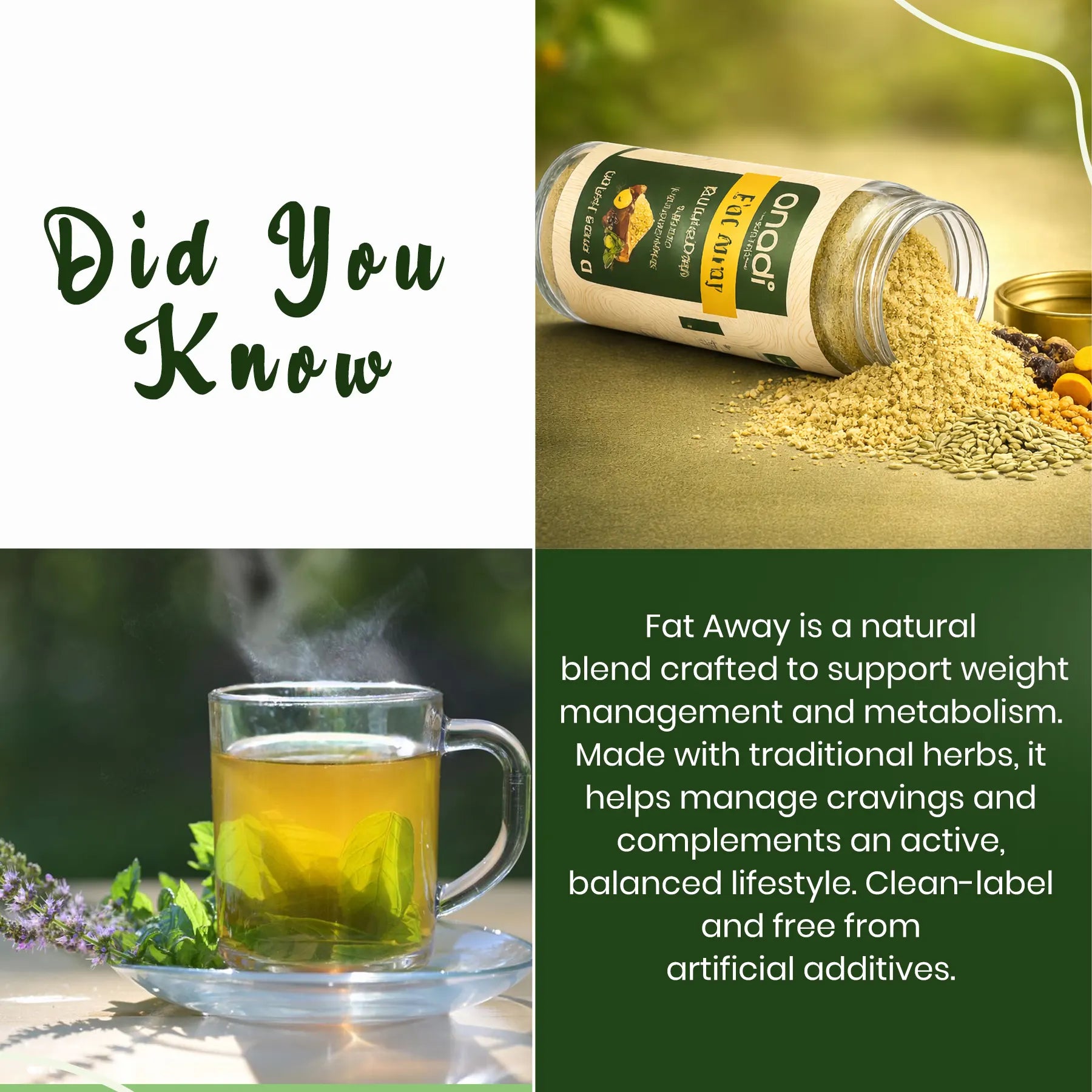 Fat Away 100 gm | Herbal Slimming Powder | Metabolism Support | Weight Management Support | Garcinia Cambogia, Fenugreek, Cinnamon & Triphala | No Added Sugar | For Active Lifestyle