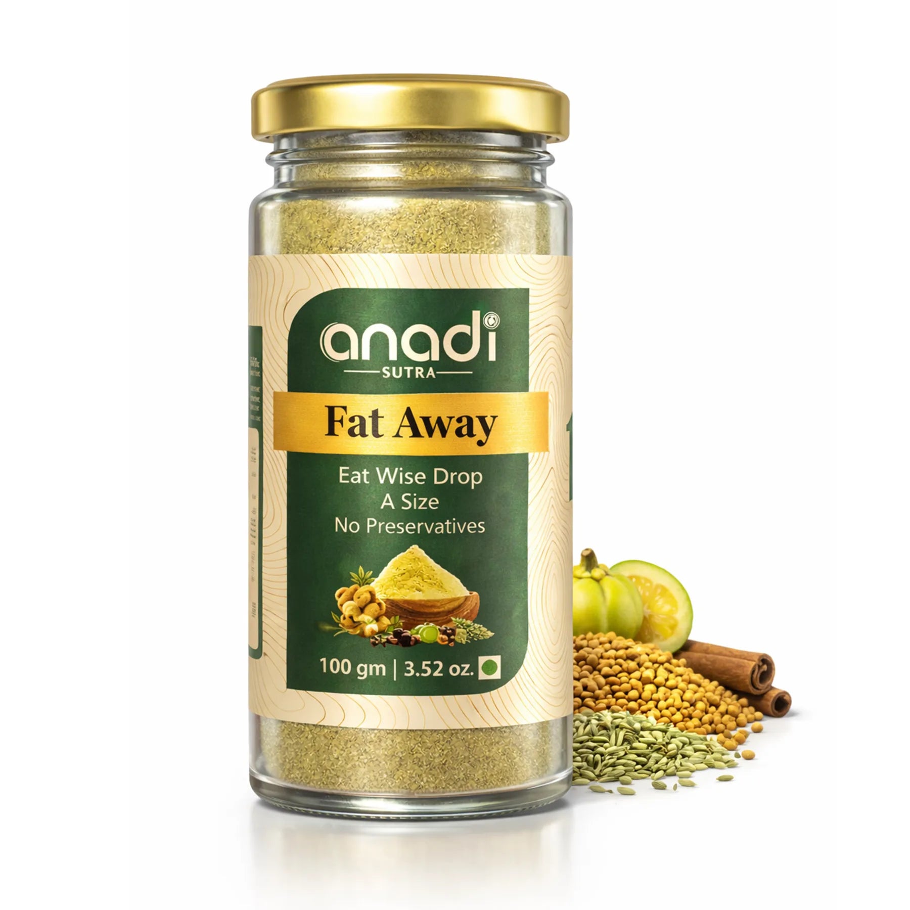 Fat Away 100 gm | Herbal Slimming Powder | Metabolism Support | Weight Management Support | Garcinia Cambogia, Fenugreek, Cinnamon & Triphala | No Added Sugar | For Active Lifestyle