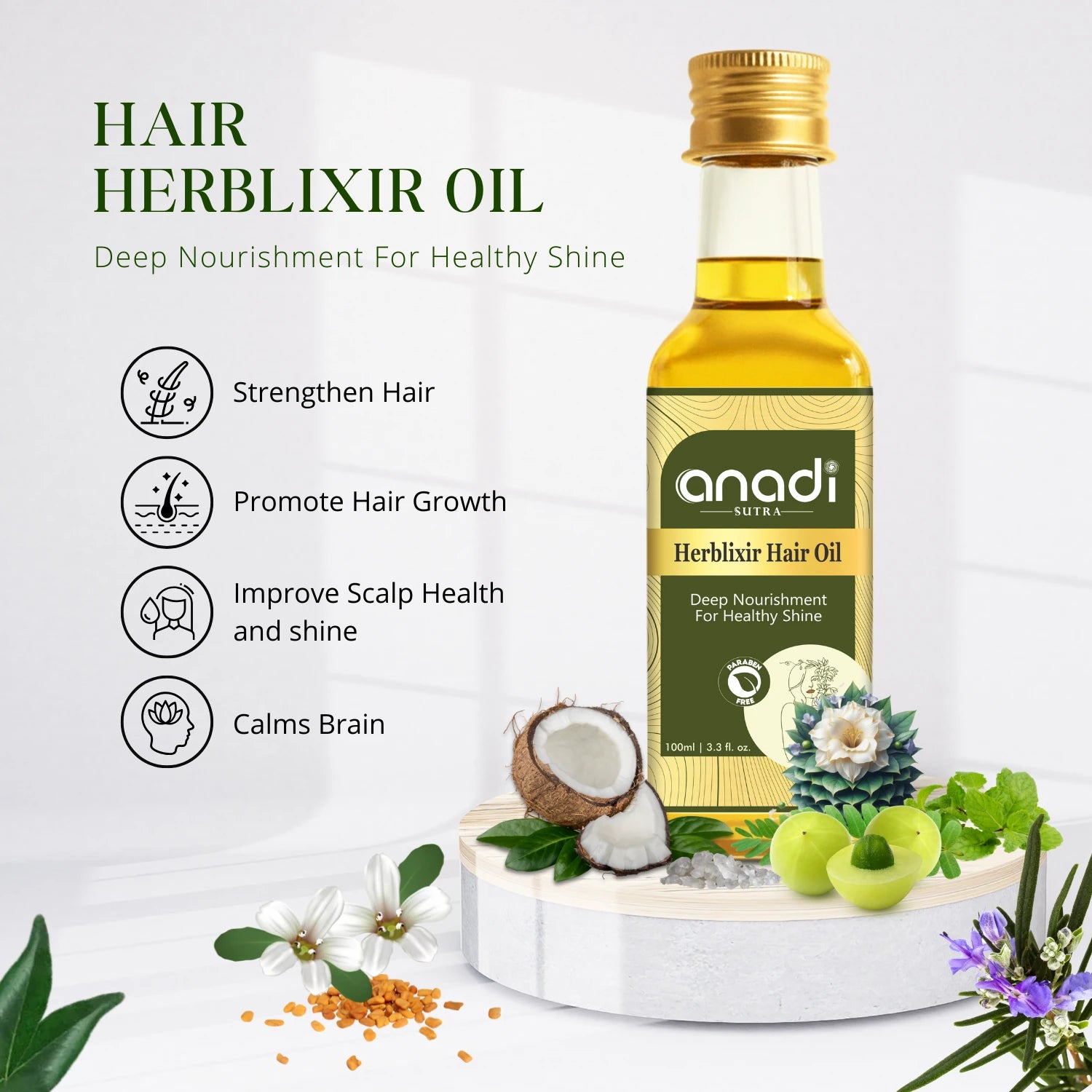 Herblixir Hair Oil 20 ml | 100% Pure Cold Crushed Oil |  Nature’s Deep Nourishment for Healthier Shine