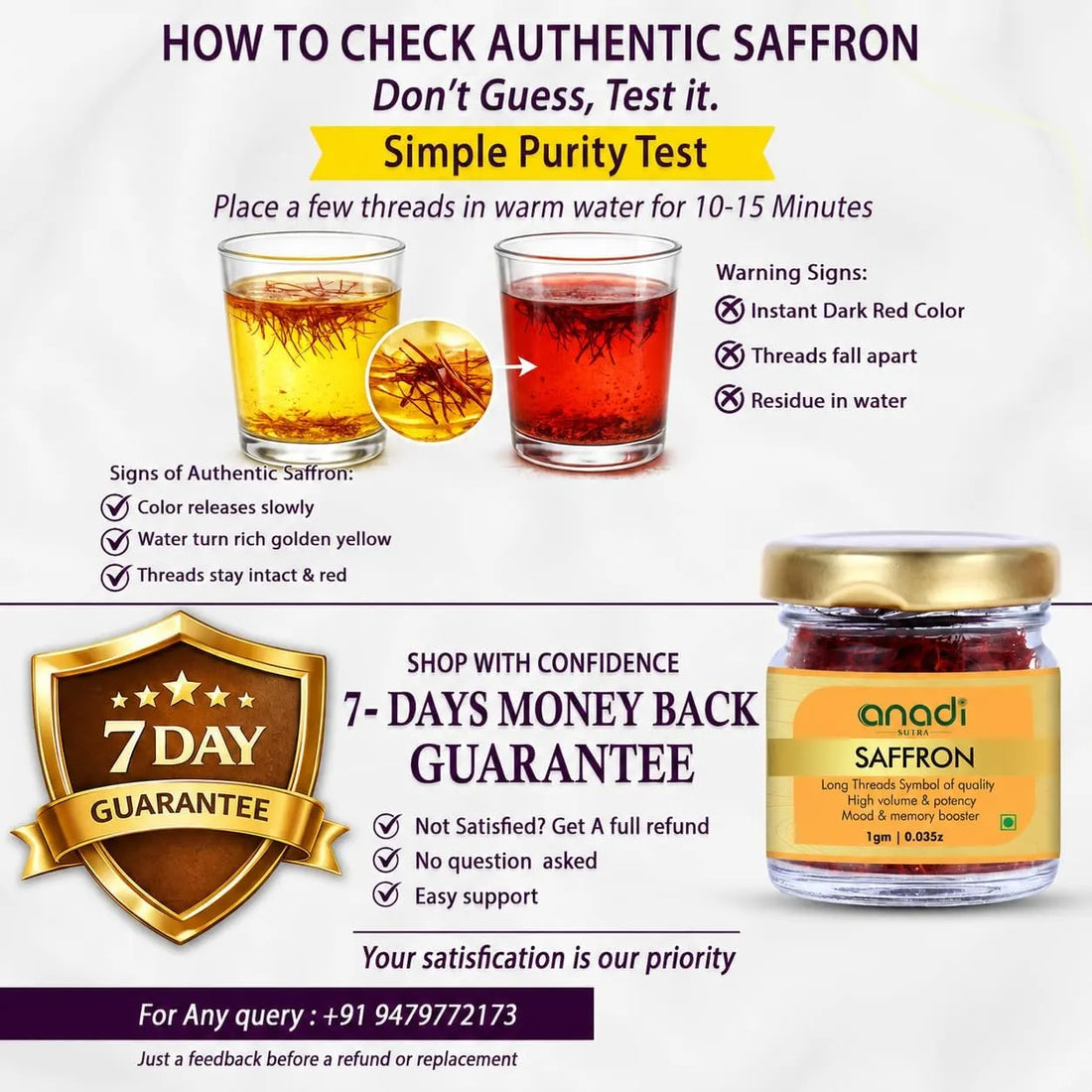 anadi SUTRA saffron jar with gold lid next to a glass of saffron infusion