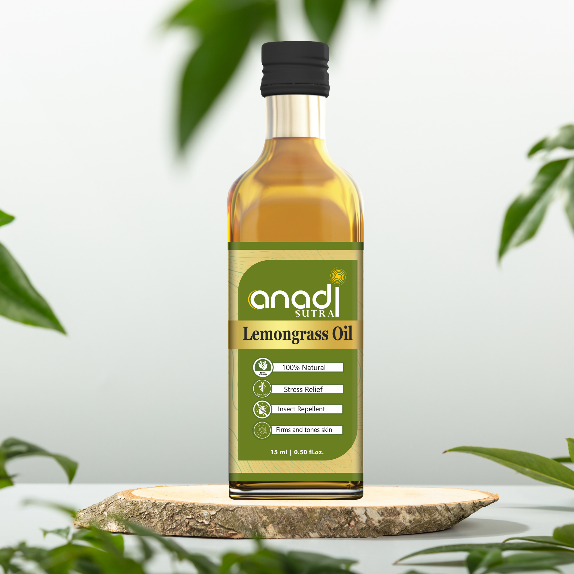 Lemongrass Oil 15 ml | 100% Pure Cold Crushed Oil |  Reduces inflammation and soothes muscle pain | Boosts mood and reduces stress | Combats bacteria and fungi