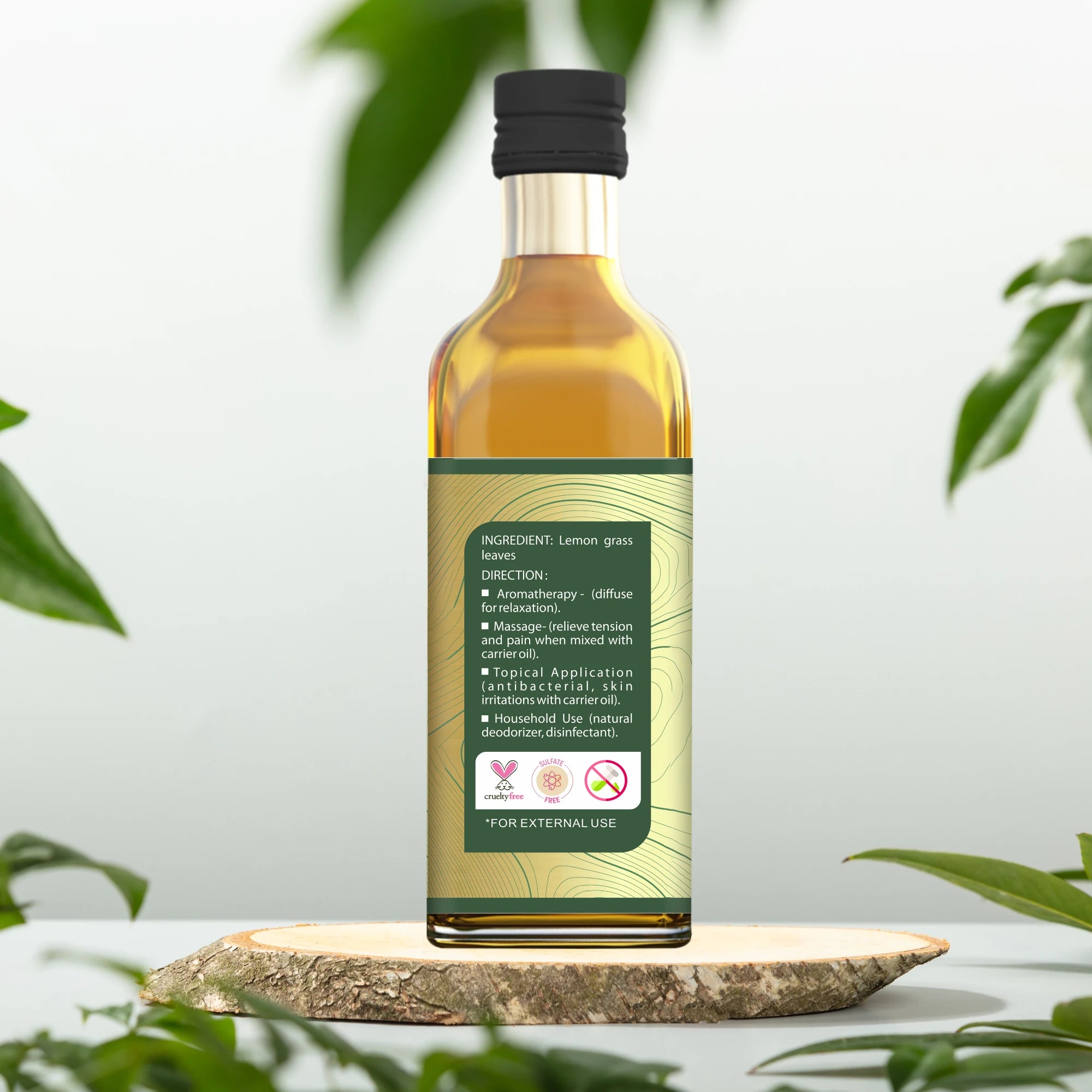 Lemongrass Oil 15 ml | 100% Pure Cold Crushed Oil |  Reduces inflammation and soothes muscle pain | Boosts mood and reduces stress | Combats bacteria and fungi