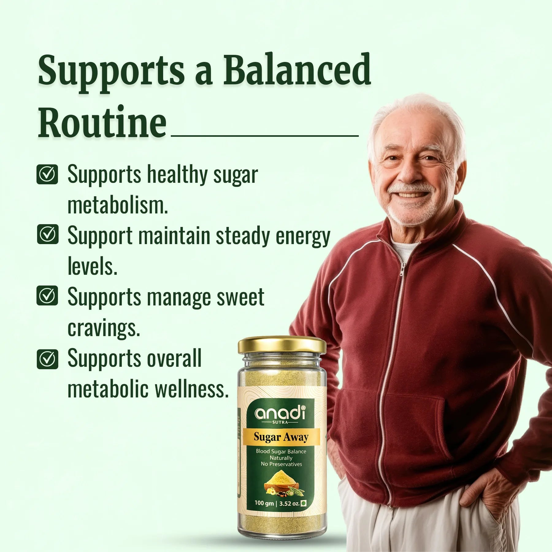 Sugar Away 100 gm | Karela Jamun Guthli, Gudmar Powder | Helps Manage Blood Sugar Levels | Helps Improve Metabolism | Balance Sweets Cravings