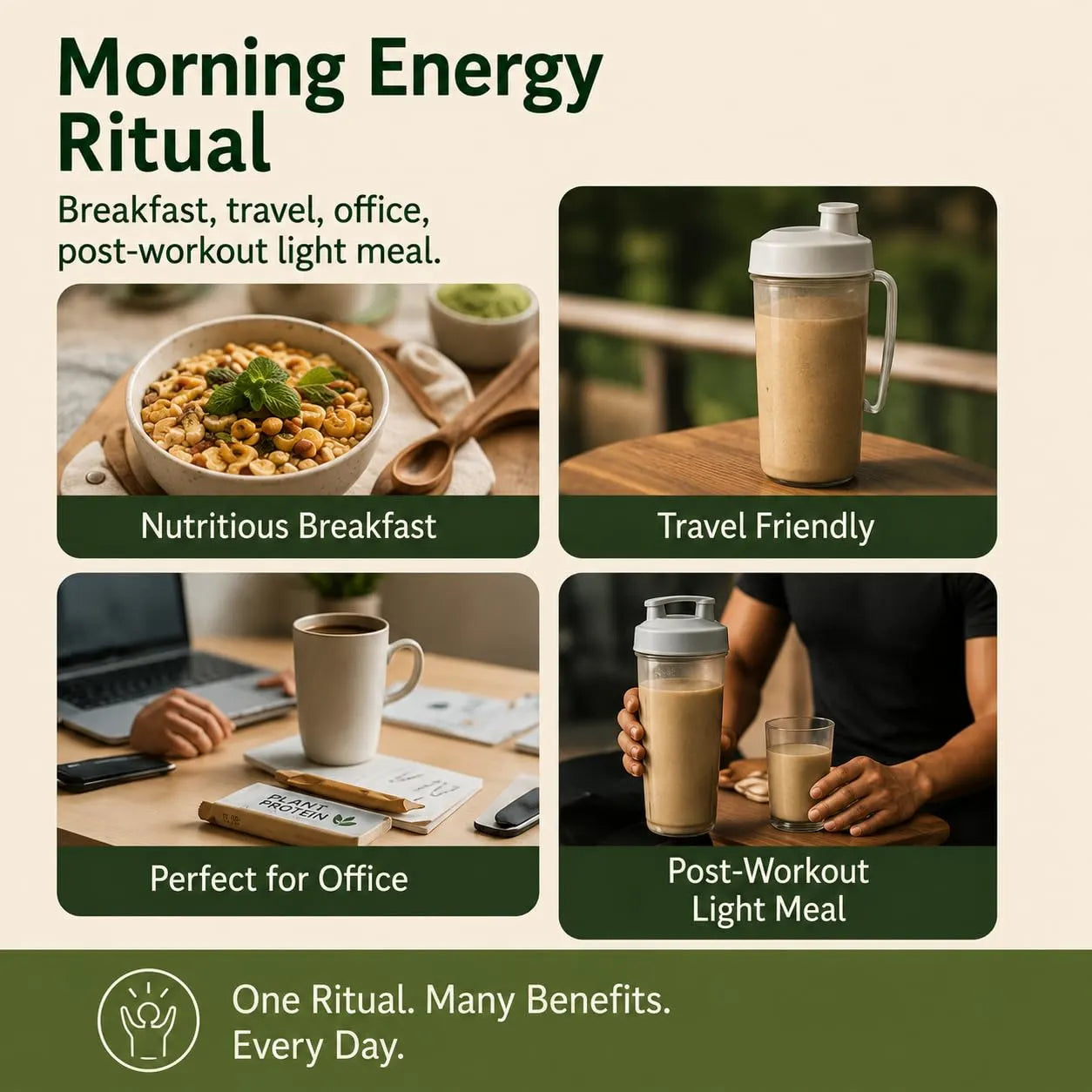 Sattu drink premix morning energy ritual, bottle and glasses with light drink