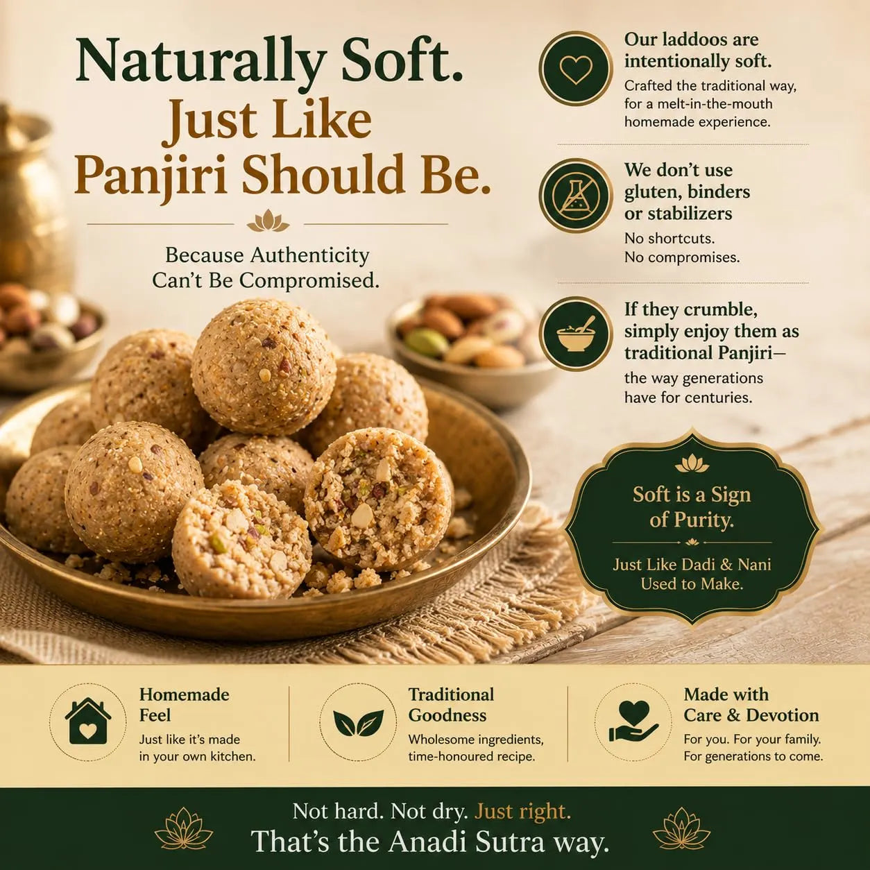 Bowl of soft laddoos with a branded sweet laddoo gift box