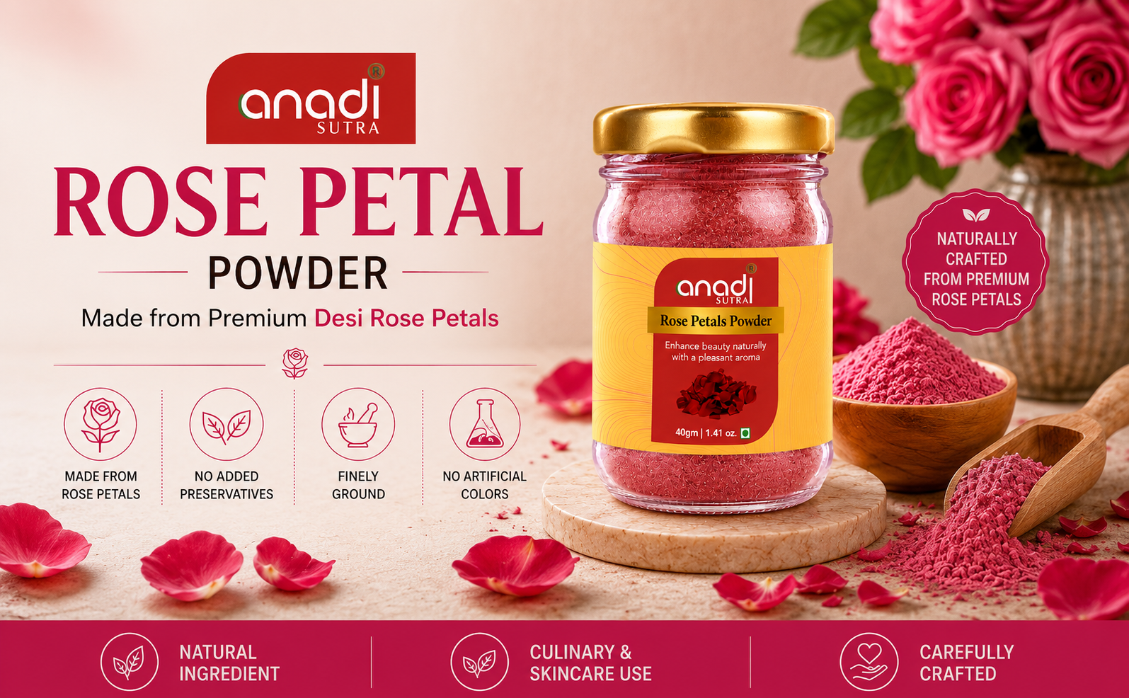 Rose Petal Powder | 40 gm
