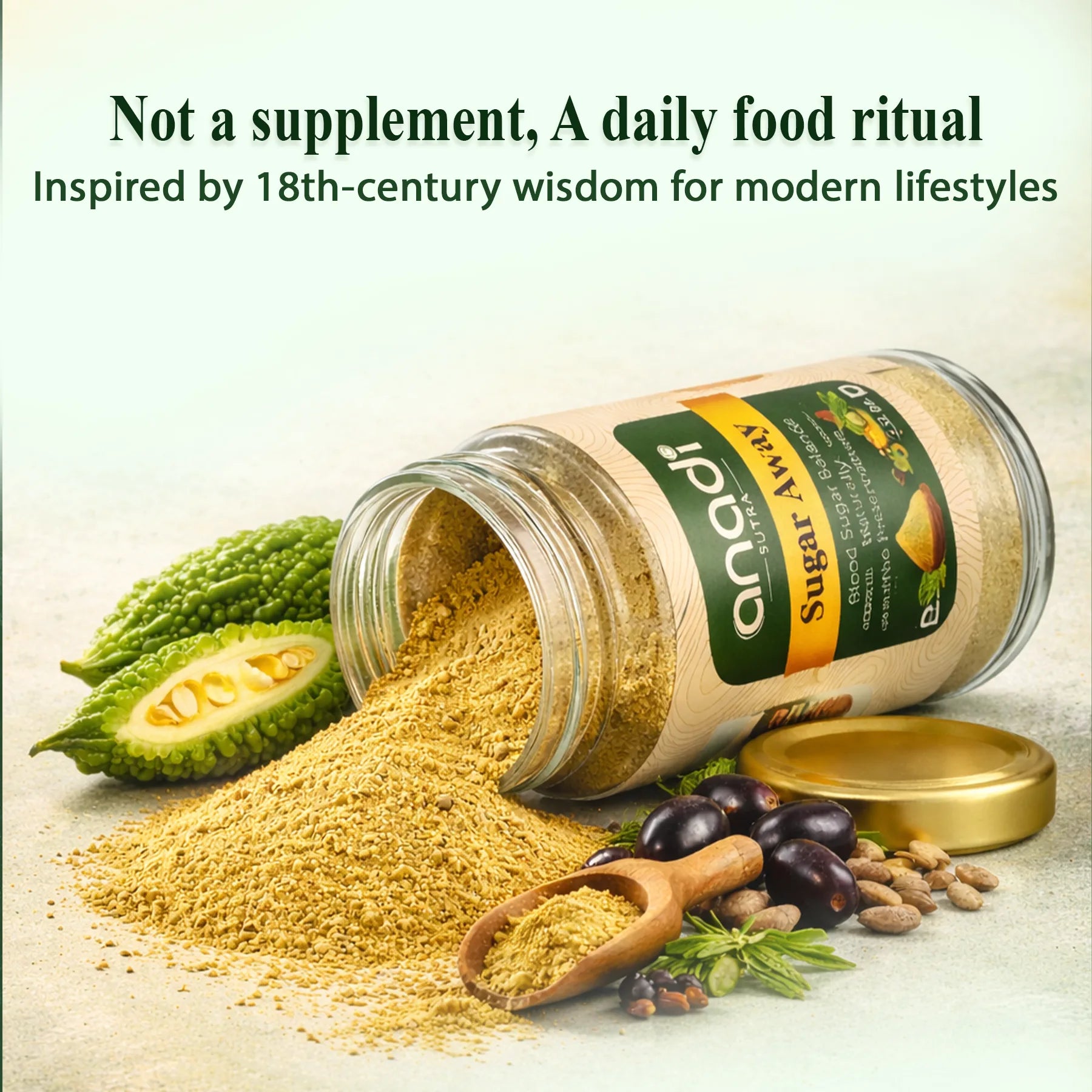 Sugar Away 100 gm | Karela Jamun Guthli, Gudmar Powder | Helps Manage Blood Sugar Levels | Helps Improve Metabolism | Balance Sweets Cravings