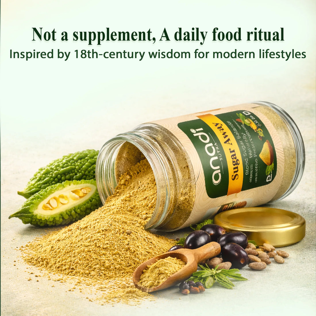 Sugar Away 100 gm | Karela Jamun Guthli, Gudmar Powder | Helps Manage Blood Sugar Levels | Helps Improve Metabolism | Balance Sweets Cravings