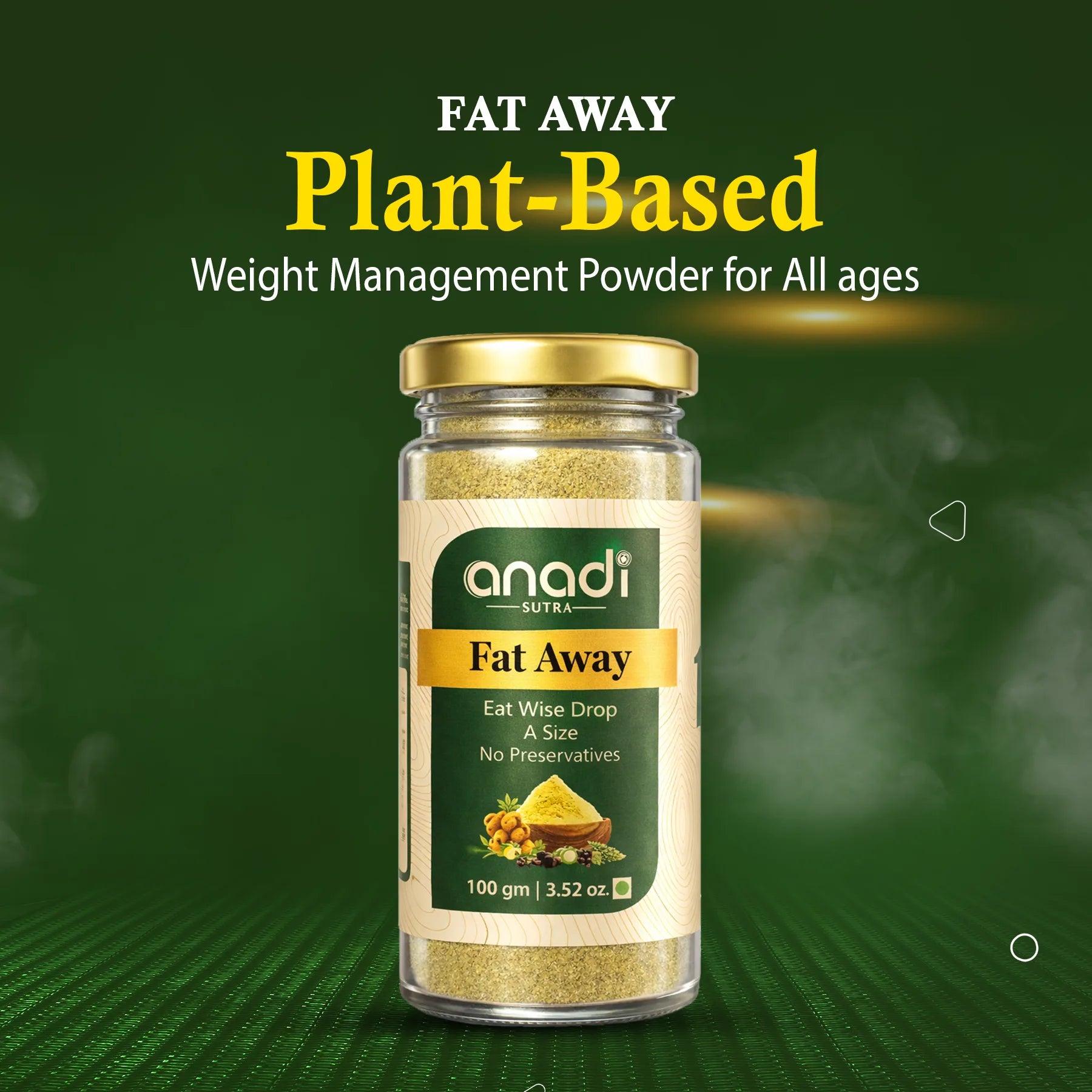 Fat Away 100 gm | Herbal Slimming Powder | Metabolism Support | Weight Management Support | Garcinia Cambogia, Fenugreek, Cinnamon & Triphala | No Added Sugar | For Active Lifestyle