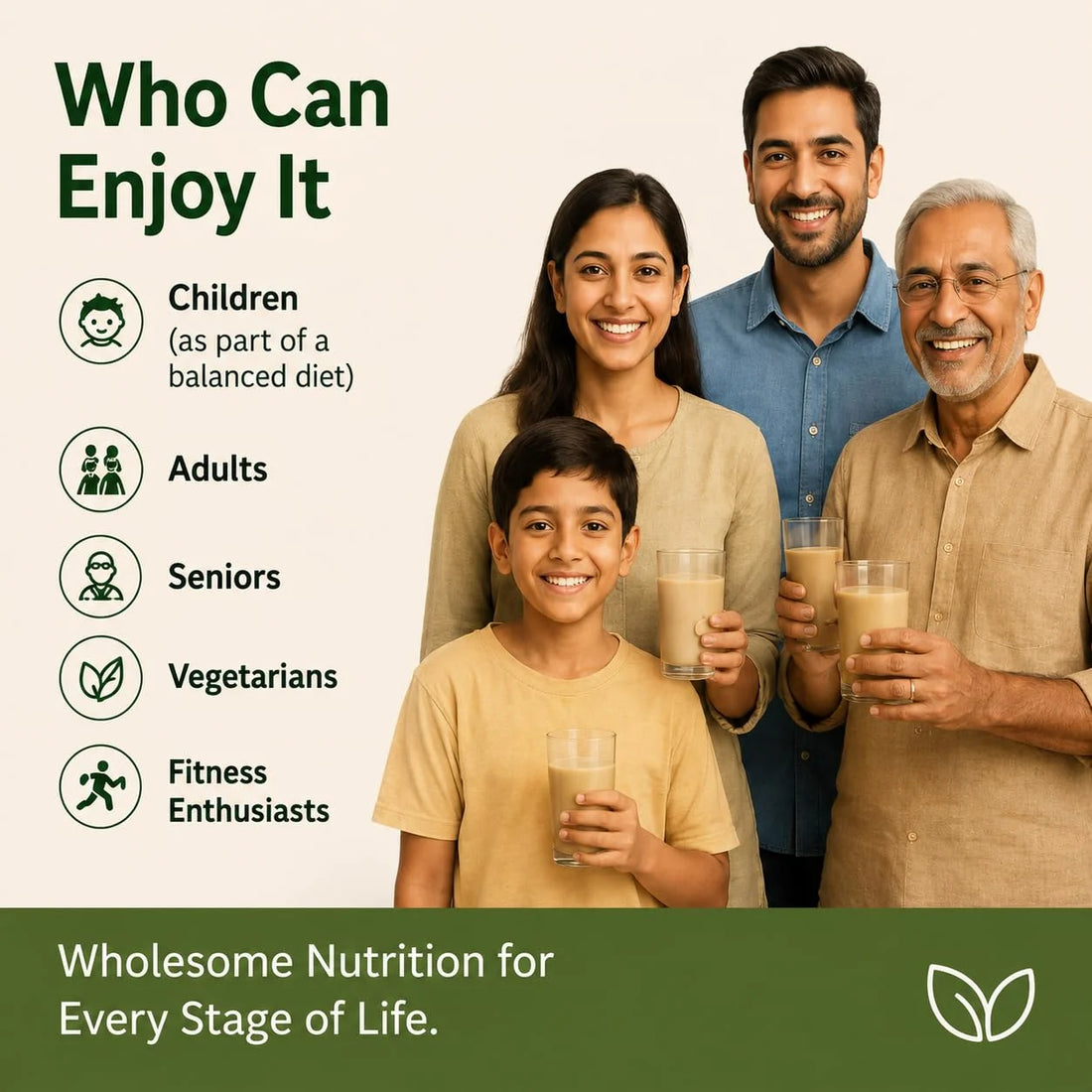 Sattu drink premix for all ages, family holding glasses of light beverage