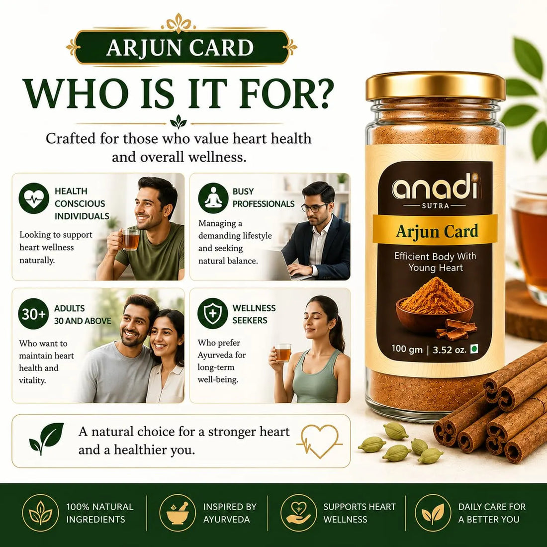 Arjun Card jar on a “who is it for” graphic with people icons